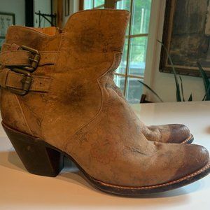 Lucchese Catalina distressed floral cowboy bootie